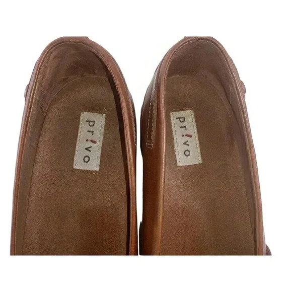Privo Brown Leather Shoes Loafers Square Toe Slip On Womens Size 9.5M - Picture 5 of 11